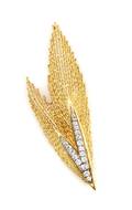 An 18 Karat Yellow Gold Platinum and Diamond Brooch French