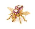 An 18 Karat Yellow Gold Ruby and Diamond Insect Brooch