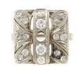 A 14 Karat White Gold and Diamond Square Cluster Ring
