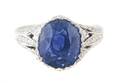 A Platinum Sapphire and Diamond Ring