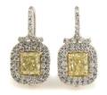 A Platinum and Fancy Yellow Diamond Earrings
