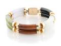A 14 Karat Yellow Gold and MultiColor Jade Bracelet