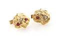 A Pair of 14 Karat Yellow Gold and Diamond Cufflinks
