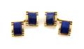 A Pair of 18 Karat Yellow Gold and Lapis Lazuli Cufflinks