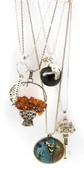 A Group of Five Sterling Silver Necklaces