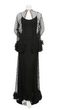 An Alfred Bosand Black Tulle Evening Gown