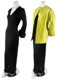 A Bill Blass Black and Chartreuse Evening Ensemble