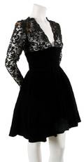 A Givenchy Couture Black Velvet Lace and Sequin Cocktail Dress