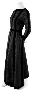 A Givenchy Couture Black Silk and Velvet Evening Gown
