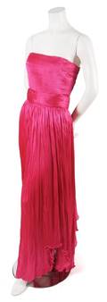 A Valentino Pink Silk Charmeuse Fortuny Style Gown