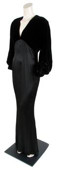 A Thierry Mugler Black Velvet and Satin Evening Ensemble