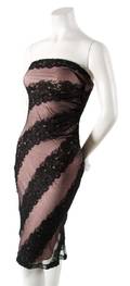 A Gianni Versace Pink and Black Mesh Tube Dress