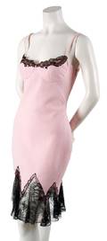A Gianni Versace Pink and Black Lace Dress