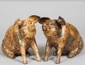 PAIR OF TERRA COTTA FIGURES OF PIGS