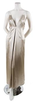 A Geoffrey Beene Grey Satin Evening Gown