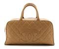 A Chanel Tan Quilted Caviar Leather Handbag