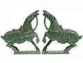 PAIR OF HONAN JADE MING STYLE SADDLED HORSES