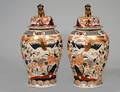 PAIR OF PORCELAIN TEMPLE JARS AND COVERS