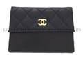 A Chanel Blue Quilted Leather Card Case