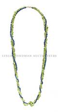 A Double Strand Peridot and Lapis Lazuli Bead Necklace