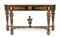 A Neoclassical Style Painted and Parcel Gilt Console Table