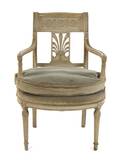 A Neoclassical Painted Open Armchair