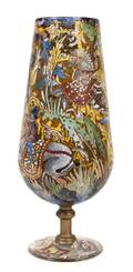A Continental Enameled Glass Vase