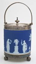 A Wedgwood Silverplate Mounted Jasperware Biscuit Barrel