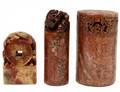 GROUP OF THREE CARVED SOAPSTONE SEALS