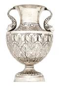 A Silvered Metal Urn