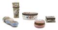 A Collection of Five Continental Enameled Boxes