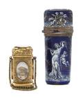 A French Gilt Metal and Portrait Miniature Mounted Perfume Case