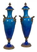 A Pair of Sevres Style Bronze Mounted Vases