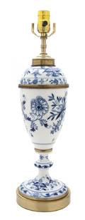 A Meissen Porcelain Blue Onion Table Lamp