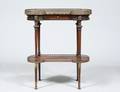 LOUIS XVI STYLE GILT BRONZE MOUNTED TWO TIER SIDE TABLE