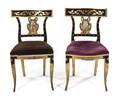 A Pair of Italian Painted and Parcel Gilt Side Chairs
