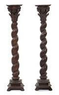A Pair of Carved Wood Solomonic Columns
