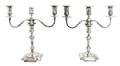 A Pair of American Sterling Silver ThreeLight Candelabra Currier  Roby retailed by Cartier