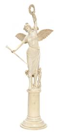 A Continental Carved Ivory Figure of Winged Victory