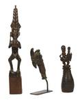 A Group of Three Carved Wood Figures Indonesia Sumatra