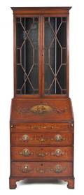 A George III Style Painted Satinwood Secretary Bookcase