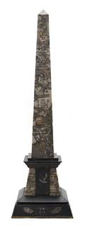 An American Egyptian Revival Marble and Slate Obelisk