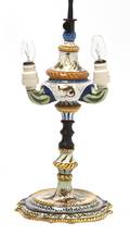 A Continental Faience Table Lamp