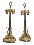 A Pair of Cast Gilt Metal Lamps
