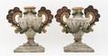 A Pair of Italian Painted and Parcel Gilt Ornaments