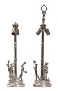 A Pair of Silverplate Figural Lamps