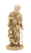 A Japanese Carved Ivory Figural Group