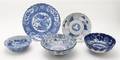 A Group of Chinese Blue and White Transfer Decorated Bowls