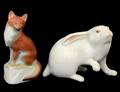 TWO HEREND PORCELAIN FIGURES OF ANIMALS