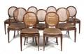 A Set of Ten Louis XVI Style Dining Chairs